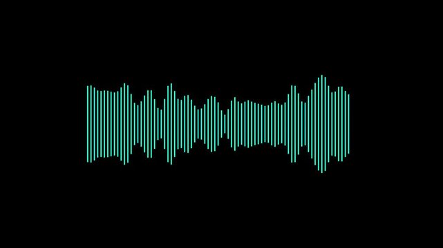 Abstract white audio frequency waveform animation on transparent background, minimal music sound wave icon animation.