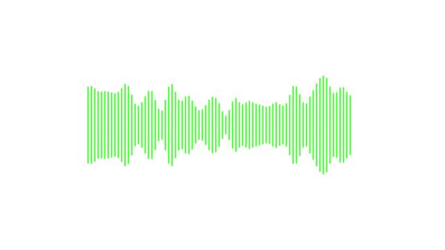 Abstract white audio frequency waveform animation on transparent background, minimal music sound wave icon animation.