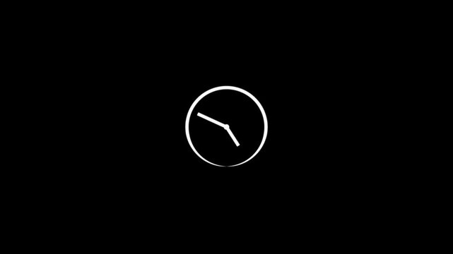 clock icon animation on black background.