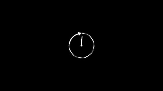 Black clock icon with a circular arrow symbolizing time, history, past, rewind, or returning to a previous moment.