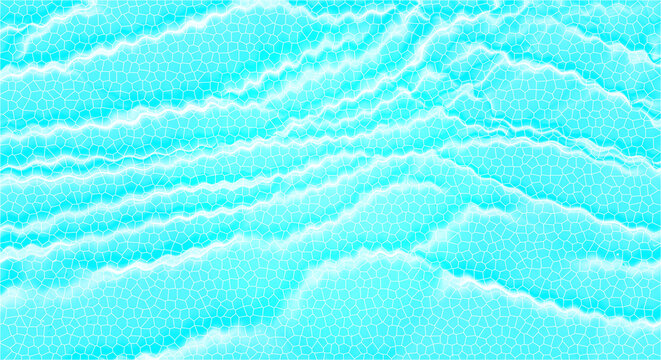 Abstract blue background with glowing white wavy lines and cellular pattern isolated on transparent background