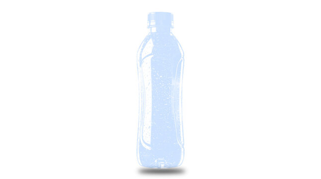 Clear plastic water bottle with condensation, isolated on transparent background