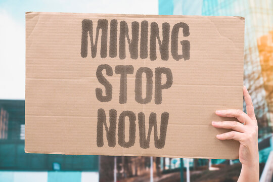 "Mining Stop Now" Activists demand an immediate end to extraction. DEMAND. HALT. MINING. SEABED. ACTIVIST.