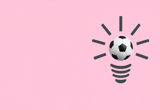 Symbolic Illustration of Football Inspiration and Bright Ideas with Radiating Lines Around Light Bulb Shape