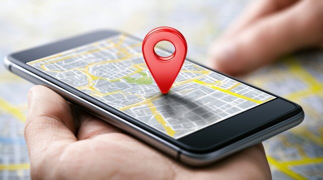 Smartphone with map, 3D Map pins, GPS, navigator pin checking points, 3D World Map icon, technology and application mobile smart phone with mobile, delivery tracking, transportation, generate by AI