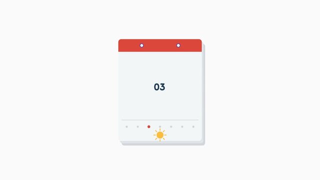Flip Calendar Date Change - Flat 2D Animation (4K)