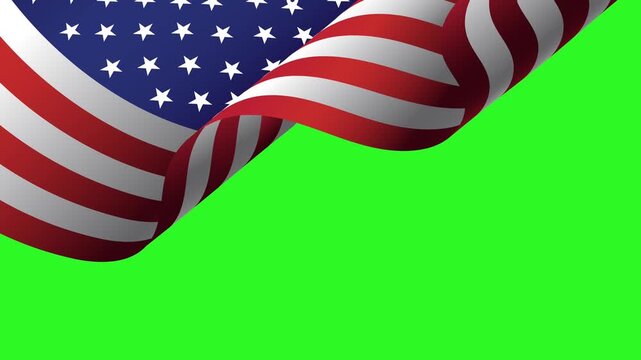USA flag frame animation on green screen for patriotic national day.