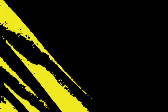 Minimalist Yellow Grunge Brush Stroke Corner Frame on Black Background