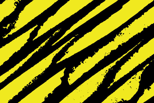 Abstract Yellow and Black Diagonal Tiger Stripe Grunge Texture Background