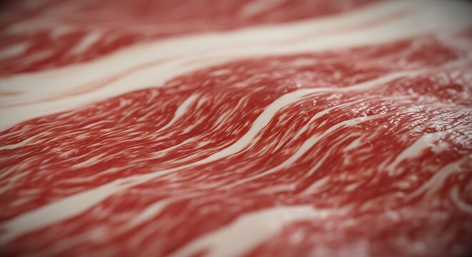 Extreme macro shot of raw beef fat marbling