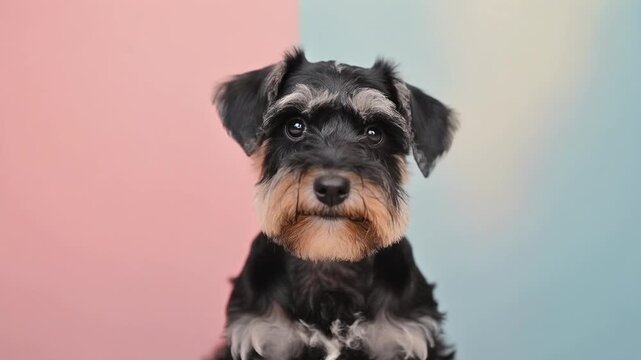 Playful Miniature Schnauzer Puppy with Soft Fluffy Fur and Curious Expression