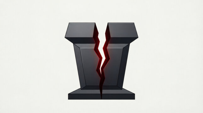 Conceptual vector illustration of a massive abstract fissure splitting a political podium, social division and public polarization during state elections