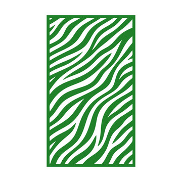 Green rectangle panel with a wavy zebra stripe pattern design for home decor and wall art Vector