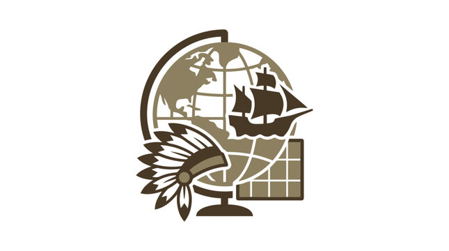 Discovery and Exploration Concept Icon with Globe and Ship