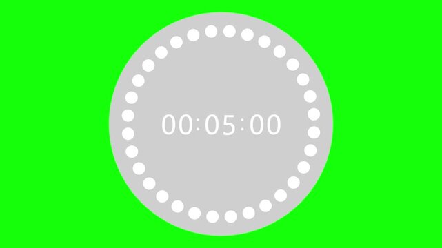 Timer displays a circular countdown clock featuring digital numbers on a vibrant green background.