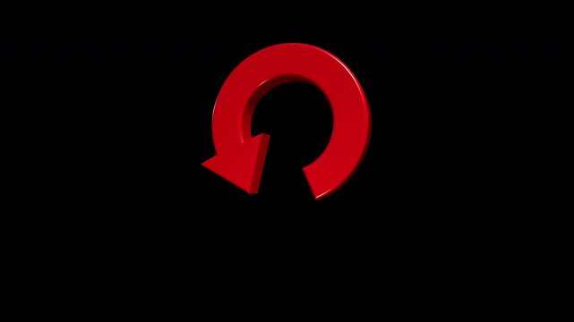 3D Red Circular Arrow Flipping Backwards and Forwards in Loop