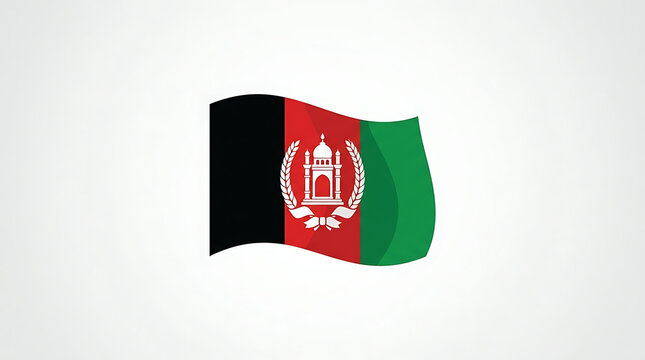 Waving flag Afghanistan flag as a national symbol waving during independence day and displaying its patriotic emblem on a clean background