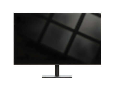 Modern computer monitor with black screen display isolated on white background