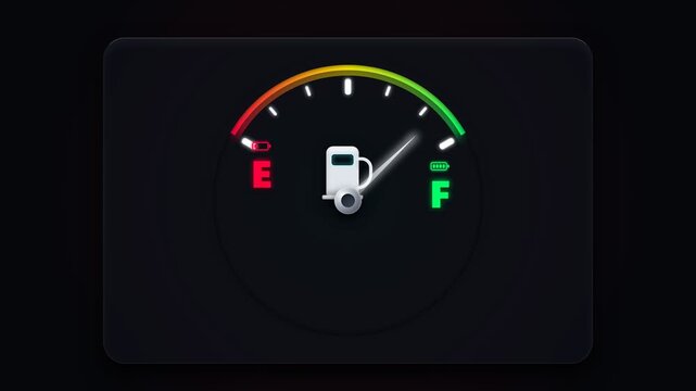Fuel Gauge Indicator Animation with Empty to Full Meter Dashboard
