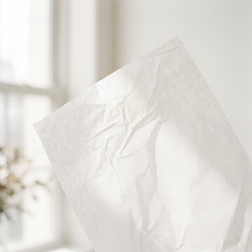 Close up of a white tissue paper with soft background.