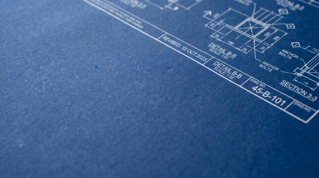 Industrial engineering blueprint with technical drawing details