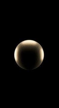 A brightly lit, smooth metallic sphere floating perfectly centered against an infinitely dark, featureless, and ambiguous background void ,reflective ,absence ,featureless