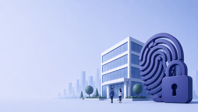 Authentication concept with fingerprint and padlock icon