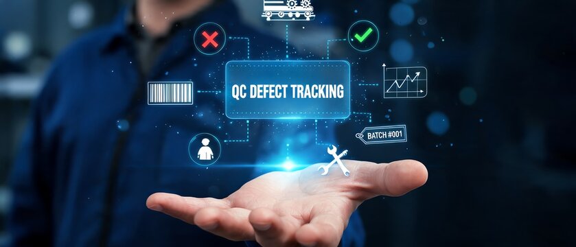 Futuristic AR Quality Control Defect Tracking Dashboard For Manufacturing Factory