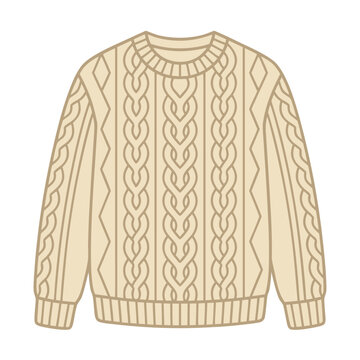 Cozy Scandinavian Hygge Fashion Concept Elegant Beige Woolen Pullover Vector Illustration