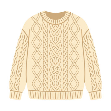 Cozy Hygge Lifestyle Concept Cream Cable Knit Pullover Cold Weather Wardrobe Graphic