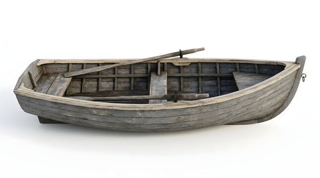 Rowboat with oars isolated on a white background