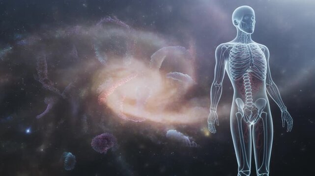 Human body gut brain connection with cosmic galaxy energy