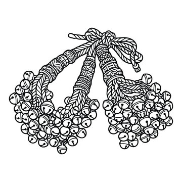 Ghungroo Indian musical ankle bells with ornate cord patterns