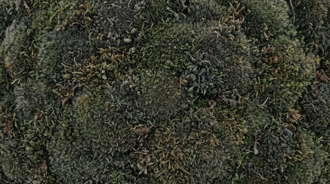 soft furry moss texture background in dark forest green tone