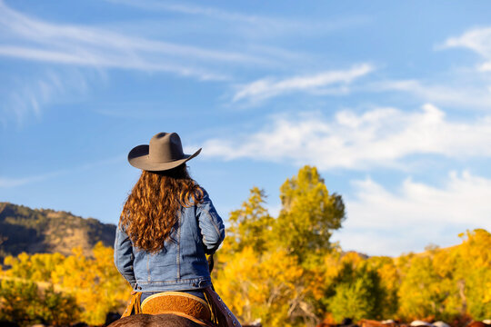 Wyoming Ranch Cowgirl with AQHA Quarter Horse 