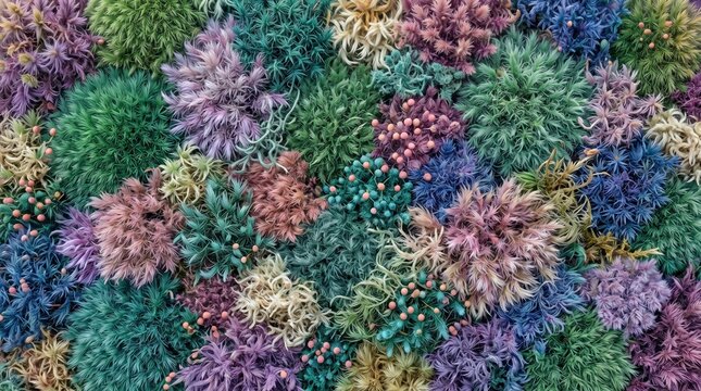 soft furry moss texture background in multicolored pastel tone