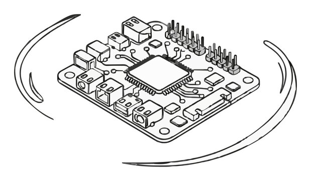 Raspberry pi computer isometric line art icon. Generative AI