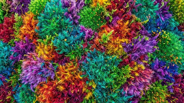 soft furry moss texture background in vibrant rainbow colors
