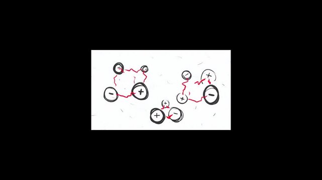Cartoon molecular structures or atomic compounds move slightly.
