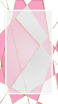 Soft blush polygons with golden outlines form a polished layered frame and open copy area, offering a refined visual for cosmetics, fashion, feminine branding, greeting cards, and luxury title design.