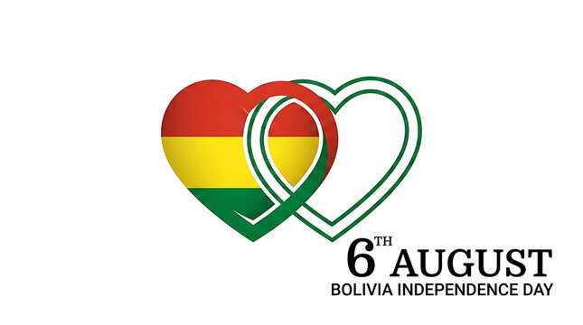 Celebrating Bolivia Independence Day on 6th August with a Patriotic Flag Heart Illustration on White Background