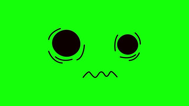 Halloween scary monster face silhouette, trick or treat icon sign, isolated on green screen. Vector cartoon animation. Advertisement, illustration idea, party and celebration symbol. Element for video
