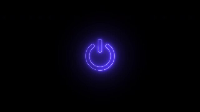 Neon Glowing Power Button Icon Animation, Power Reset Button Sign, On Off Switch Symbol, Modern UI Interface Motion Graphic in 4K with Blue Neon Light Effect