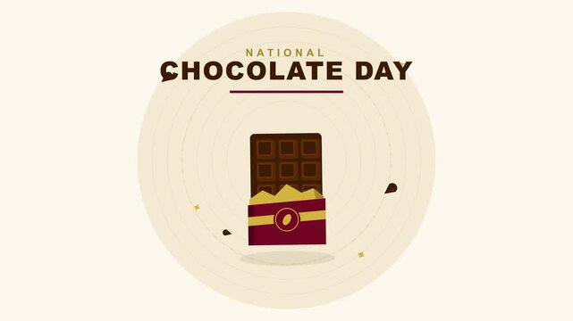 Animated Chocolate Bar Unwrapping with Flowing Particles in Light Background