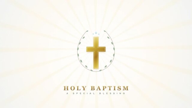 Golden Cross Symbol Appearing with Radiant Light on White Background