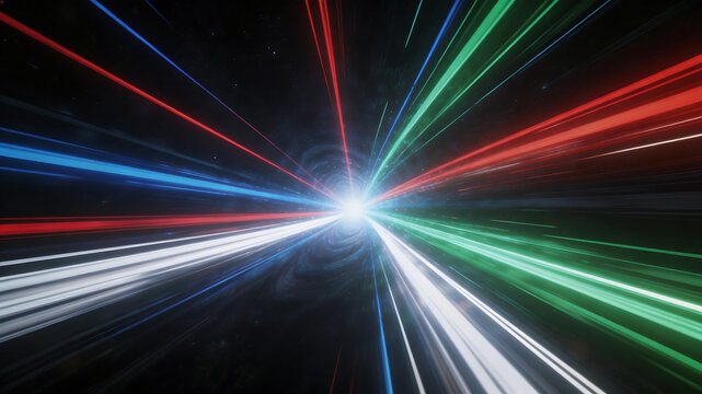 Colorful light streaks in space