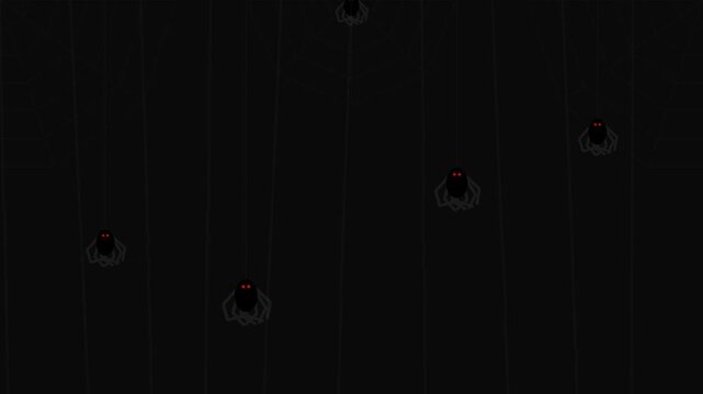 Spiders Descending Silk Thread Halloween Animation