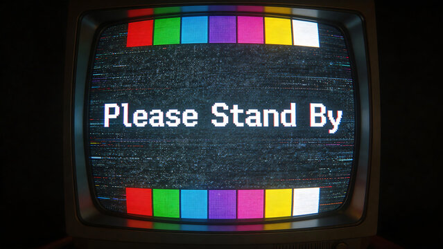 Old television displaying test pattern