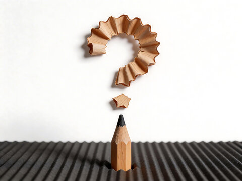 Pencil shavings shaped as question mark