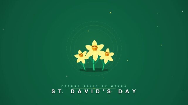 Three Bright Yellow Flowers Swaying on a Dark Green Background